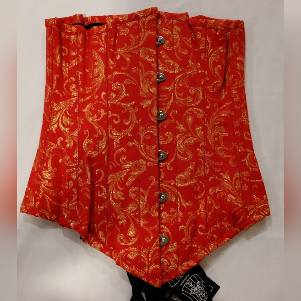 NWT Corsetdeal Size 22 Red & Gold Pattern Polyester Cotton lined Waist Trainer